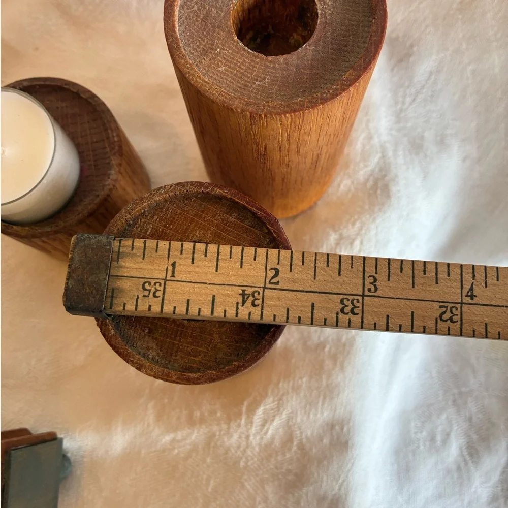 Set Teak Candle Holders Danish Tapers Votives Tea Light Candles all Sizes Fit